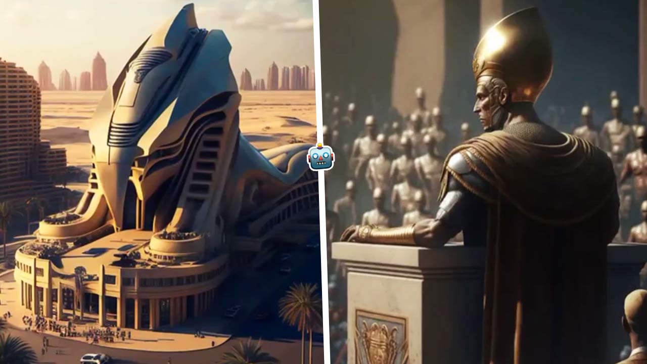 Нейросеть показала Древний Египет будущего. На видео  пейзажи как в Дюне и футуристические сфинксы